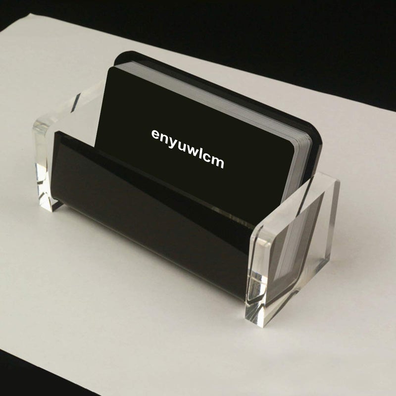 Enyuwlcm Acrylic Desktop Business Card Holder Display for Desk Elegant Business Card Stand for Office Black/Clear with One Non-Slip Mat (Sticky) - Image 4